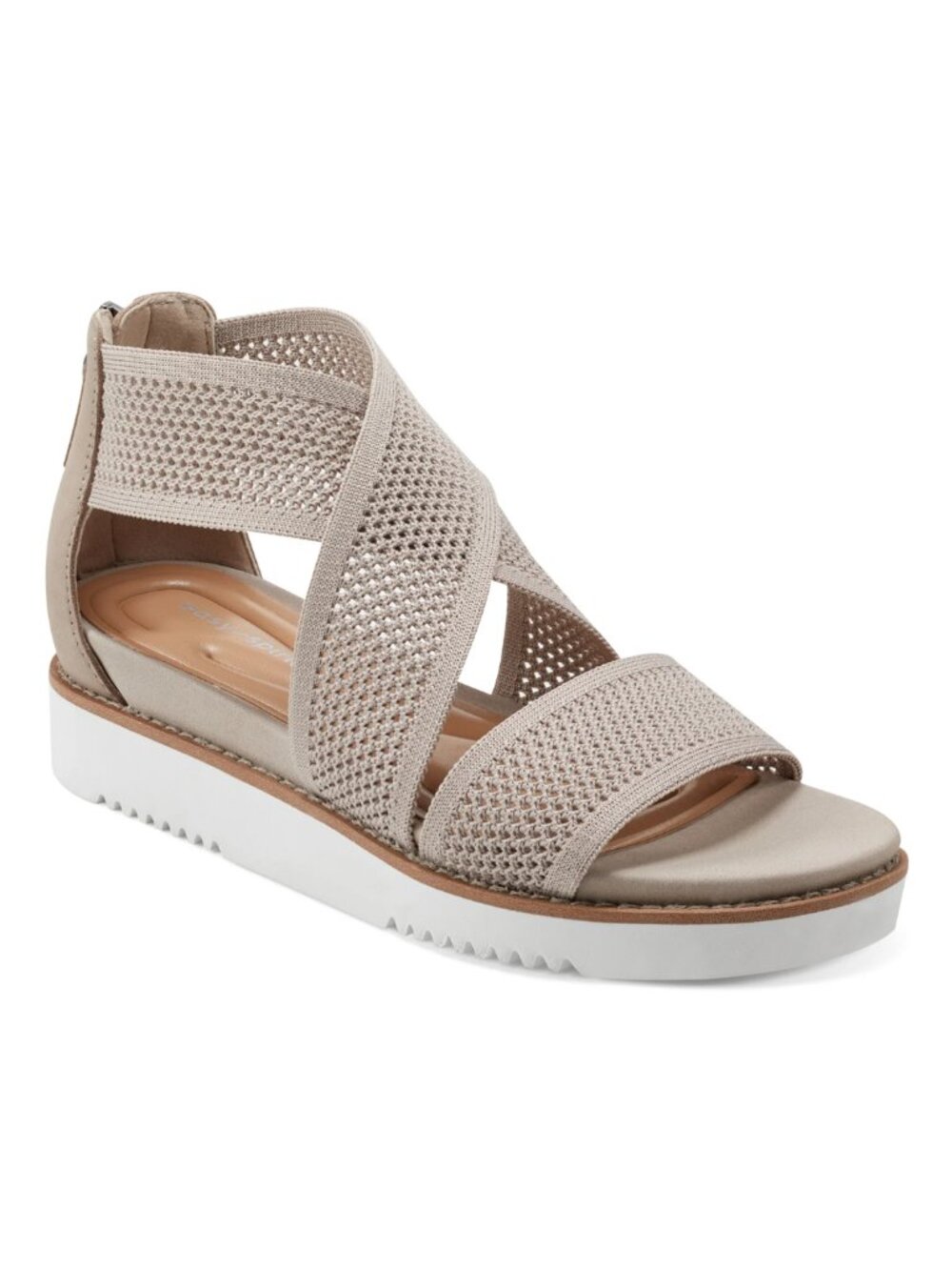 Easy Spirit Wander2 Crossover Wedge Sandals Natural Knit Tan- 9M